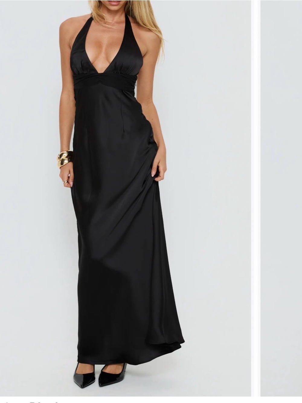 Princess Polly Black Halter Satin Maxi Dress
